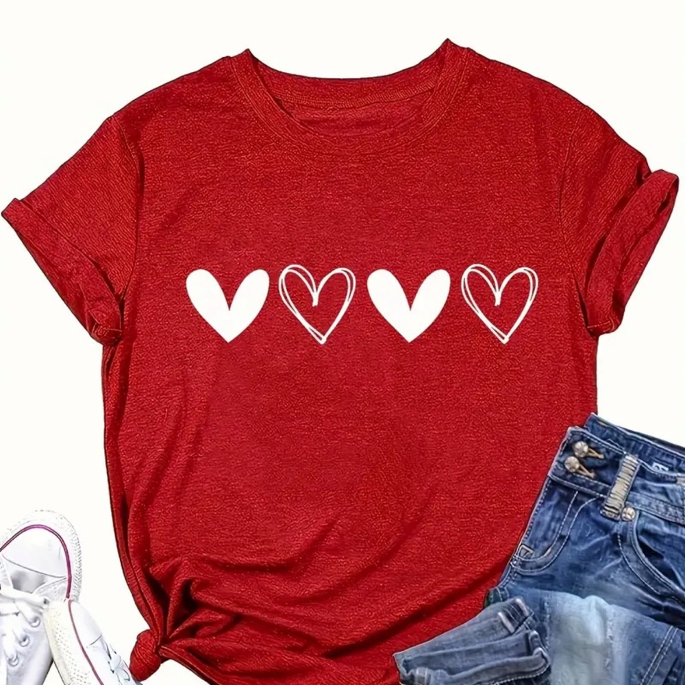 Heart Print T Shirt